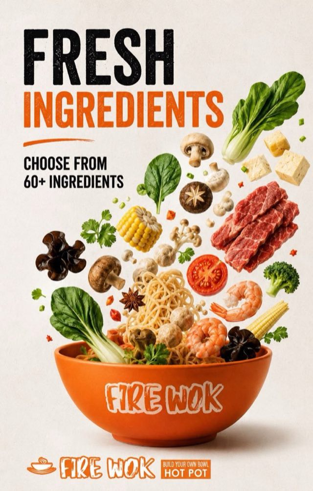 Fresh ingredients — choose from 60-plus vegetables, meats, seafood and noodles for your bowl